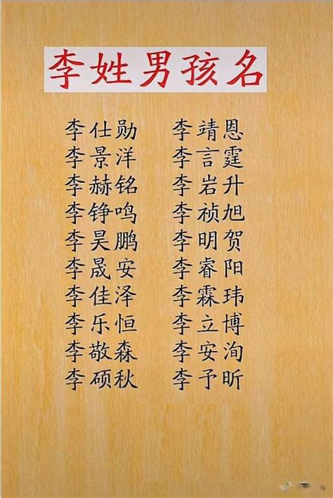 姓李的好名字|李姓男孩名字大全